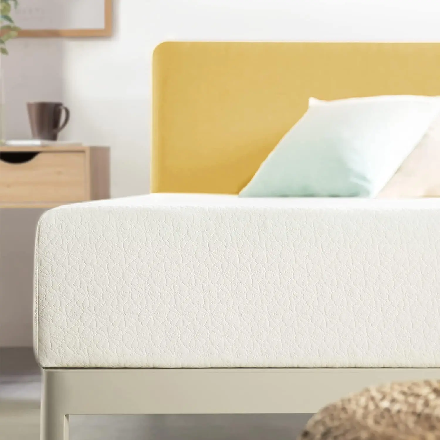 

Mattress 10 inch Queen Mattress Bed-In-A-Box, Green Tea Memory Foam , White