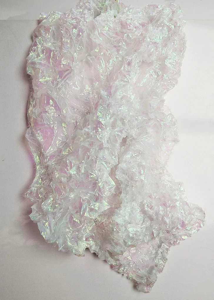 1yard Creative DIY dress costume Designer fabric,Laser crystal yarn three-dimensional wrinkled texture matirial fabric for dress