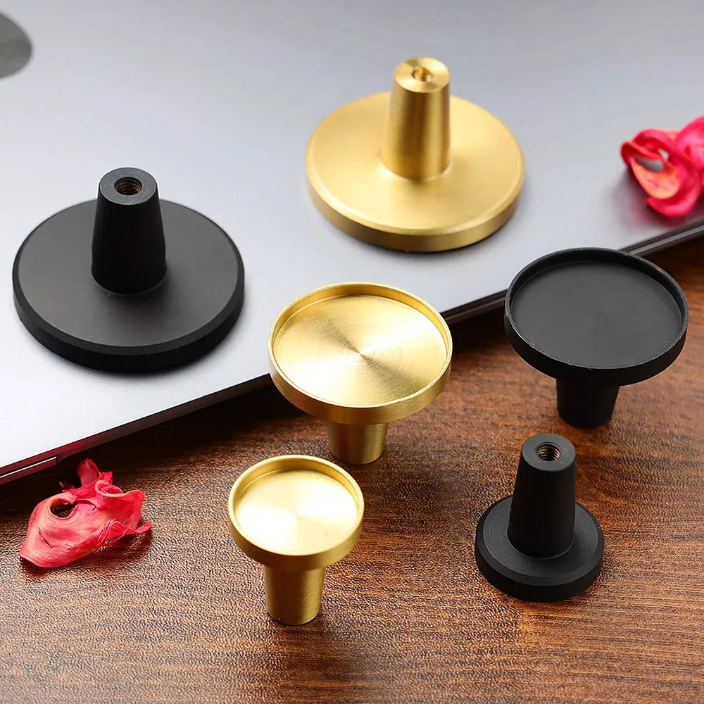 Black Gold Furniture Handles Brass Drawer Knobs Handles for Cabinets and Drawers Round Dresser Knob Modern Style Kitchen Knobs