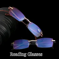 Rimless  Diopter Glasses Unisex Reading Glasses Classic Men Women Anti Blue Light Prescription Eyeglasses  Presbyopia Eyewear
