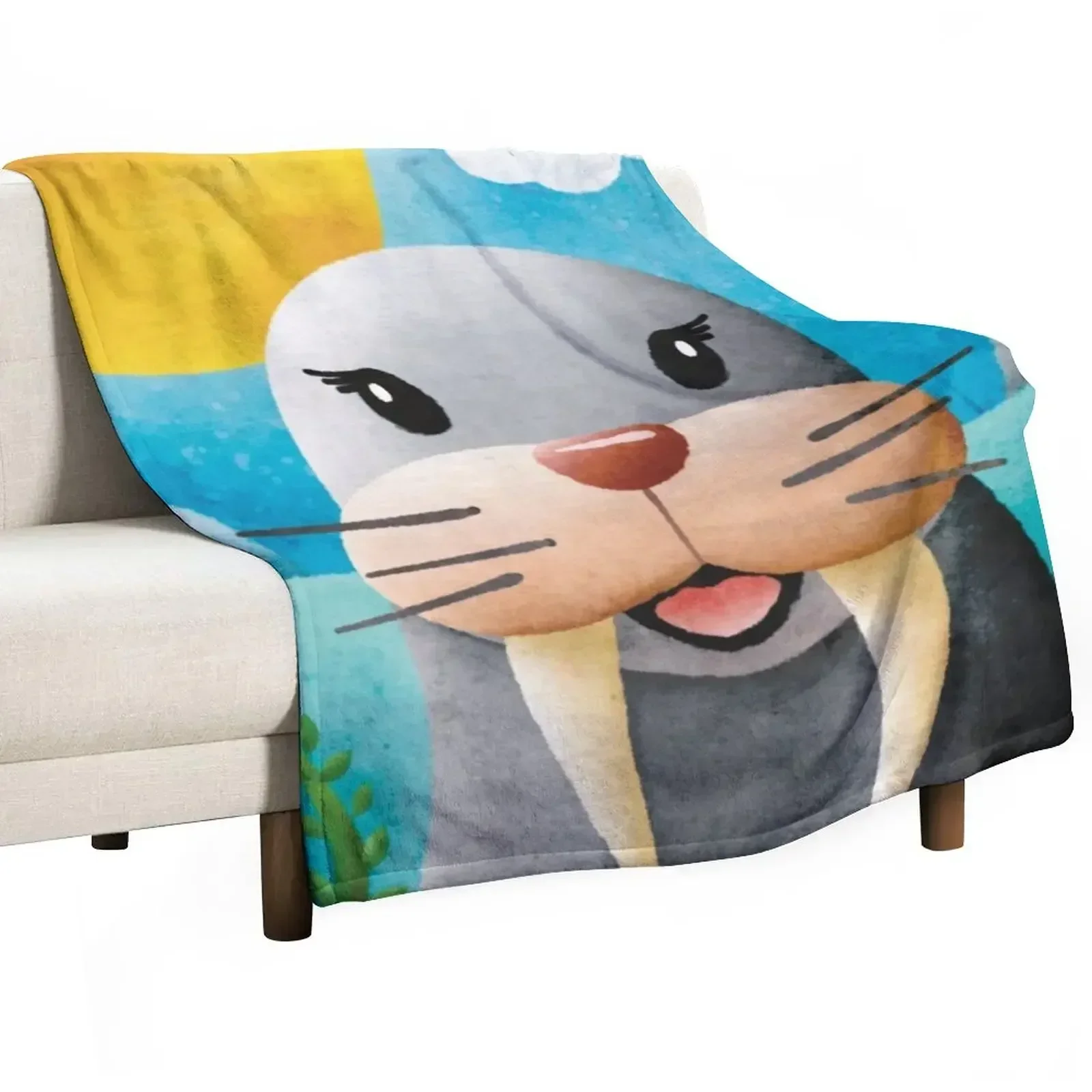 

Barbara Walrus - Not 20/20, but close - Nursery Art Throw Blanket Flannel Fabric Bed covers Blankets