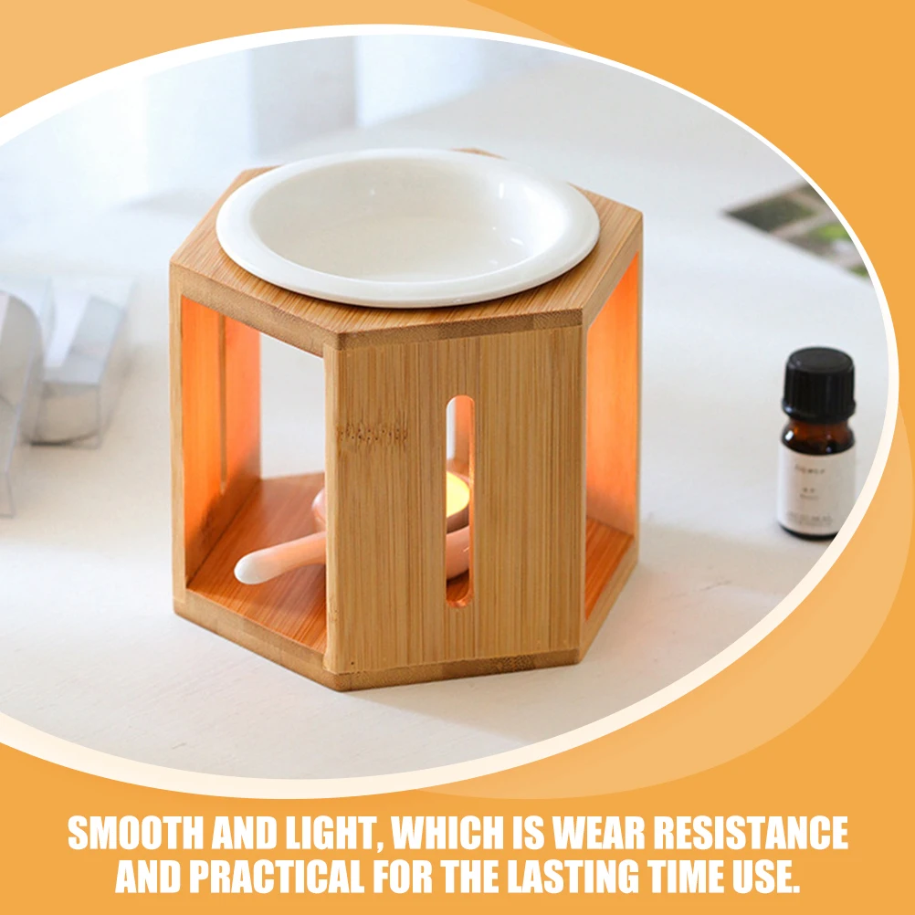 

1 Set Ceramic Bamboo Essential Oil Burner Aroma Diffuser Decorative Holder Rustic Office Decoration Gift For