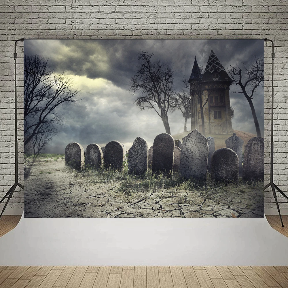 Bonvvie Halloween Backdrop Tomb Forest Festival Party Decor Baby Portrait Photography Background Photo Studio Photographic Props