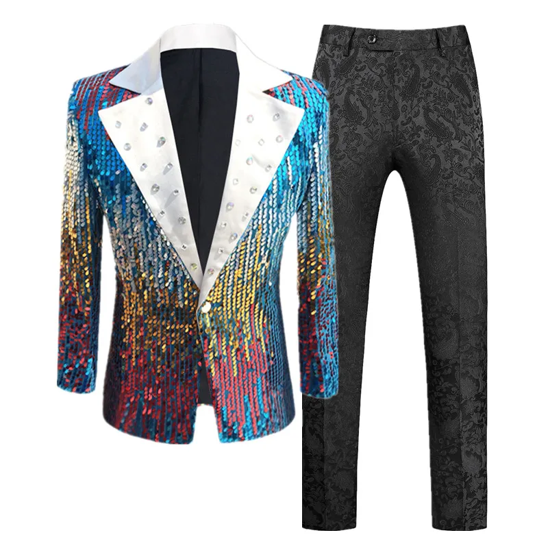 

Men's Sequin Blazer & Pants , Glittery Party Outfit for Club Nights, Music Fest, Halloween Luxury Dress Suits 2025