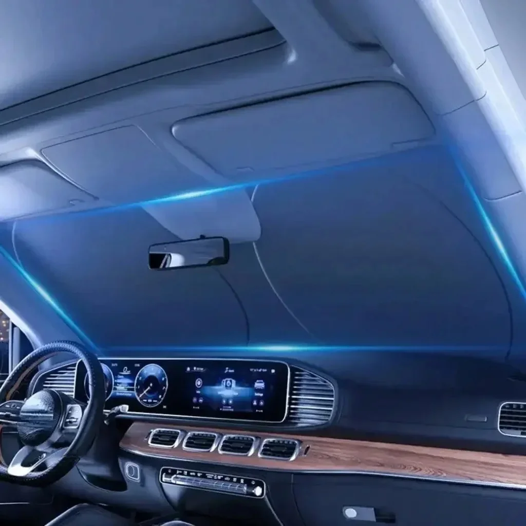 

Солнцезащитный козырек на окно автомобиля — складной козырек на лобовое стекло с защитой от ультрафиолета (стильный автомобильный аксессуар)