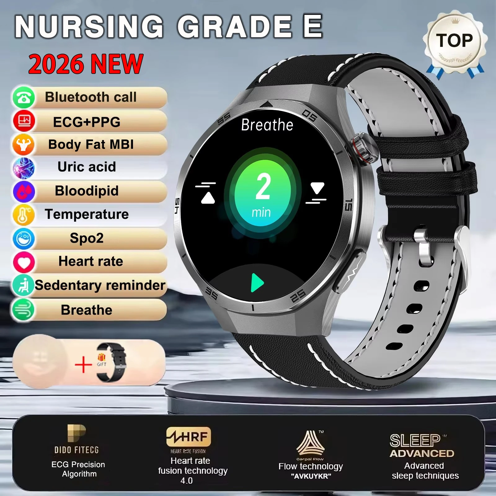 2026 New Nursing Grade ECG+PPG Smart Watch Health Analysis Blood pressure Lipids Uric acid Wireless HD Call Smartwatch Men Women image 3