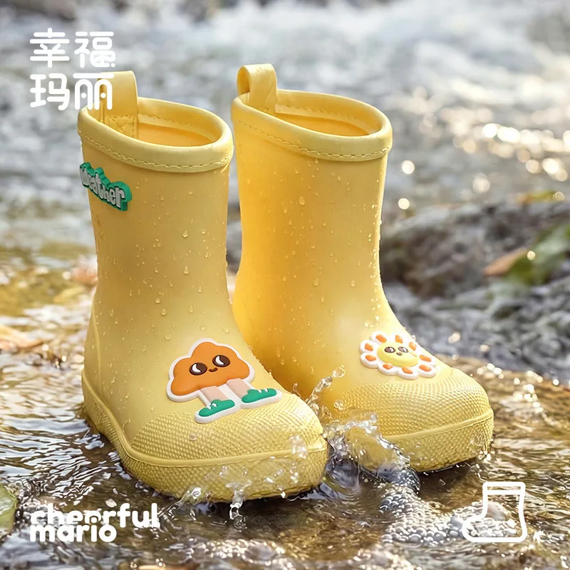 2026 New EVA Cartoon Mid Calf Rain Boots Anti Slip Waterproof Lightweight Wear-resistant Outdoor Rain Shoes For Toddler Kids