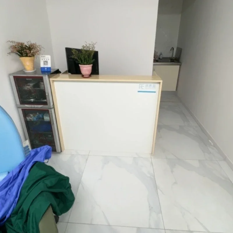 #Modern Minimalist Salon Reception Desk Counter Beauty Store Fashion Retail Cashier Table Furniture Boutique Compact Storefront