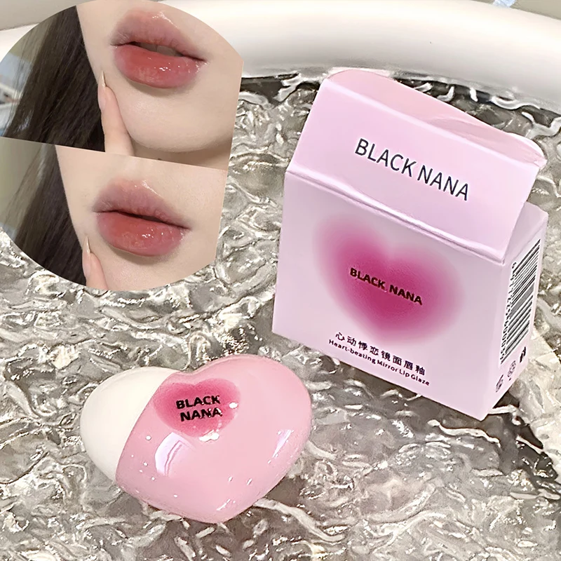 Non Stick Cup Heartbeat Love Mirror Lipgloss Long Lasting Moisturizing Jelly Lip Glaze Waterproof Lipstick Korean Cosmetics