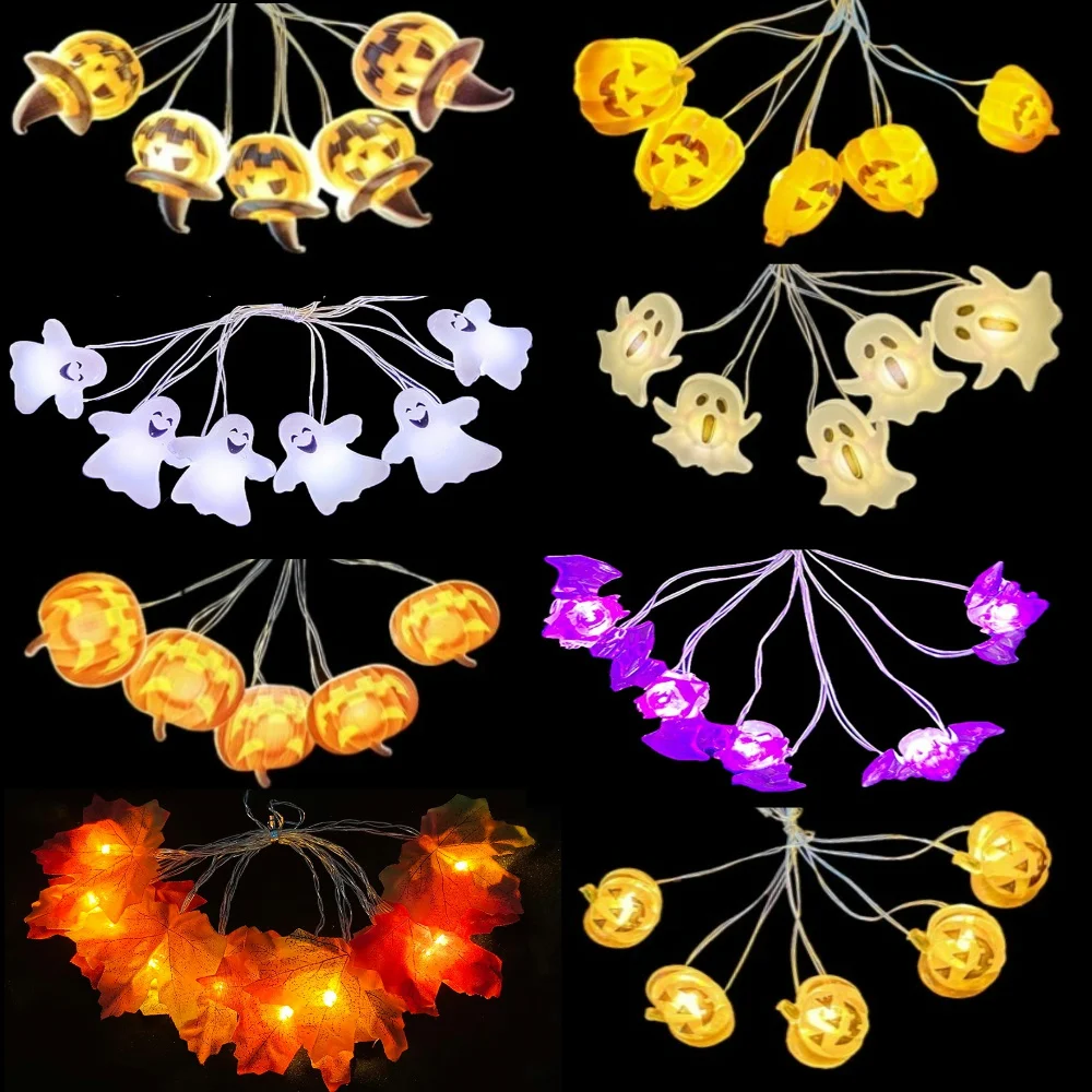 Halloween Led Lichterketten Halloween Geist Fledermaus Kürbis Girlande Fee Beleuchtung Hausgarten Halloween Party Dekoration Kinder Geschenk