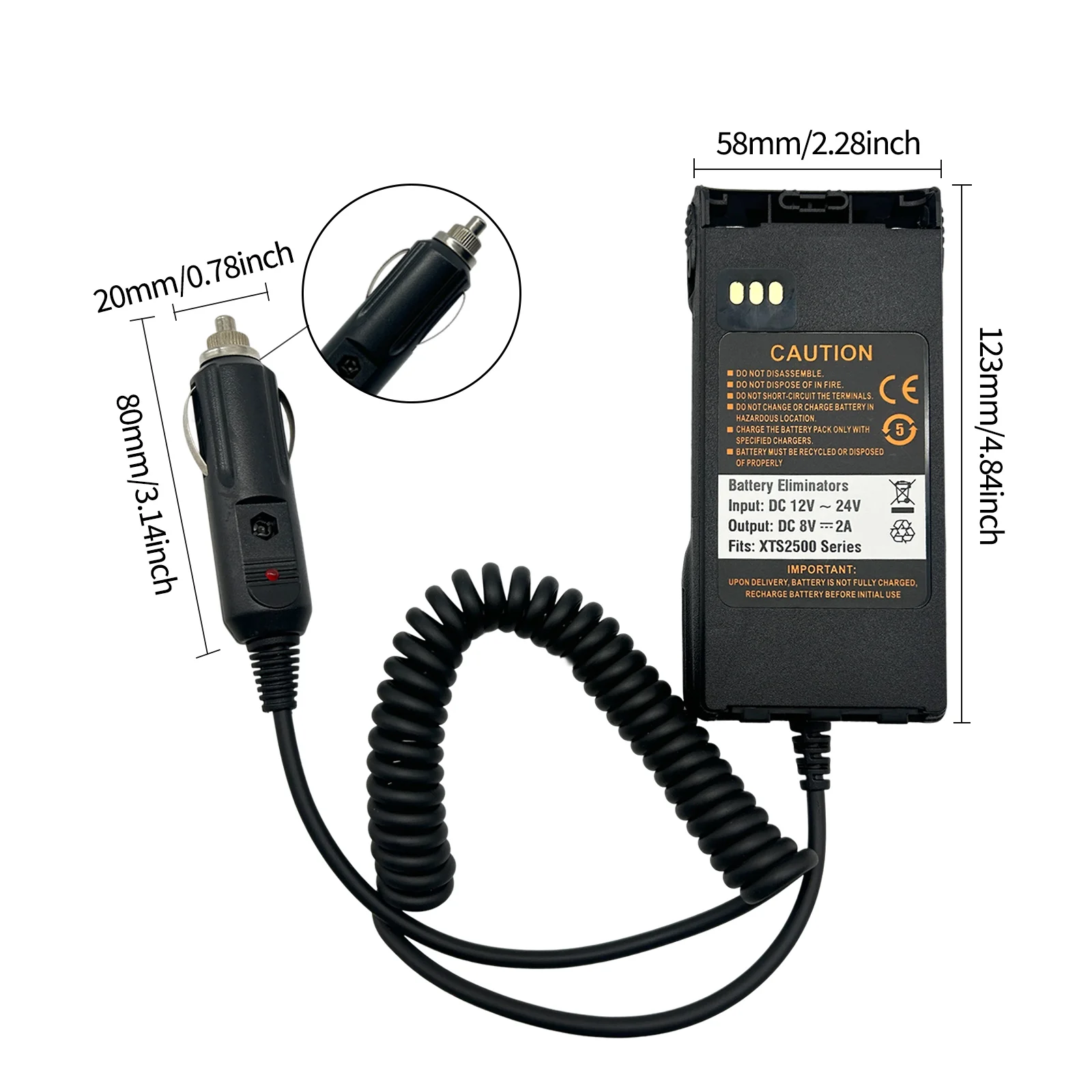Radio Battery Eliminator Adaptor For XTS1500 XTS2250 XTS2500 Two Way Radio--VBLL