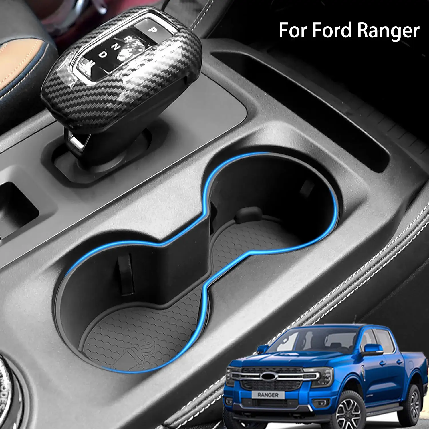 

Car Central Control Storage Cup holder Armrest Wter Mat Holder For Ford Ranger 2023 2024