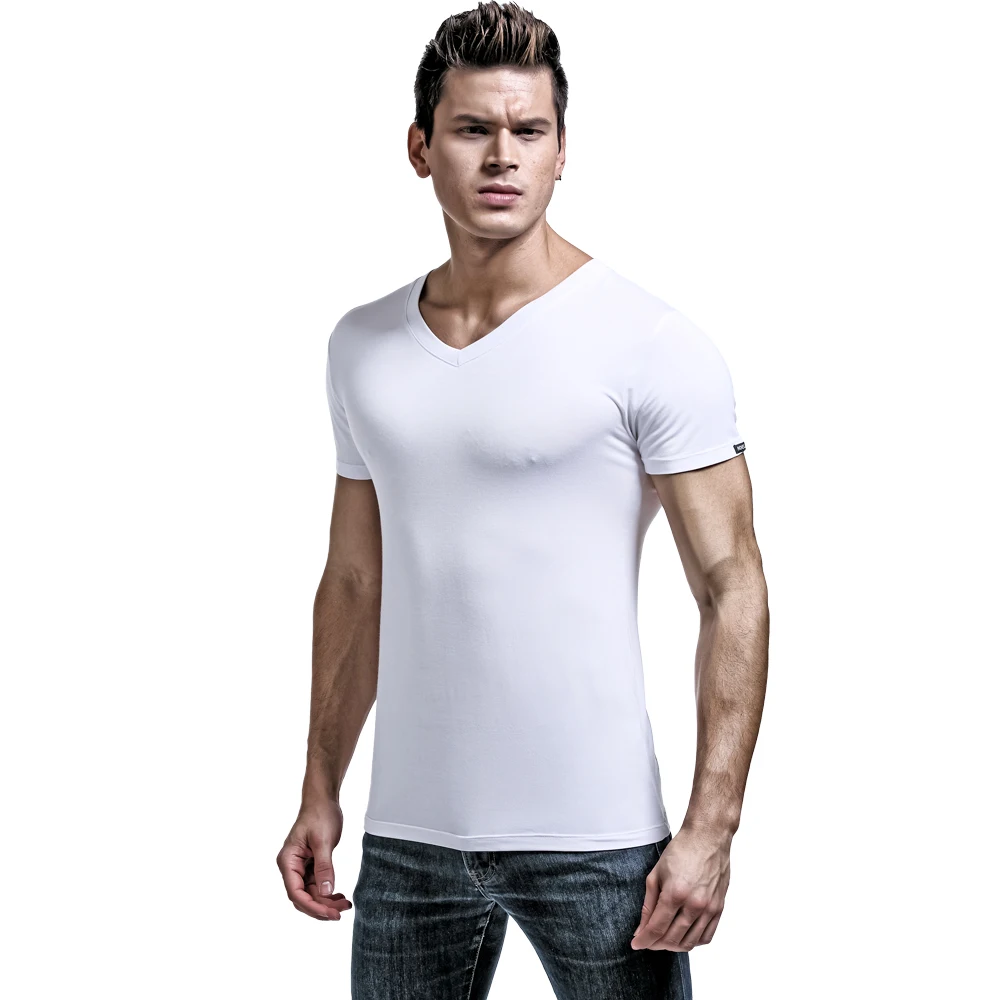 Modales Sommer-Rundhals-T-Shirt für Herren, kurzärmelig, V-Ausschnitt, einfarbig, Weste, T-Shirt, schmal geschnittenes Sport-Unterhemd