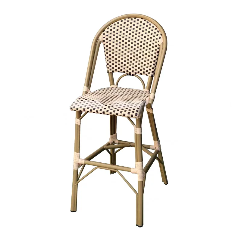 French color high back outdoor restaurant coffee chair plastic rattan  restaurant