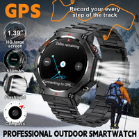 LIGE Rugged Outdoor Sports GPS Path Tracking Smart Watch With Flashlight Compass 3ATM Waterproof Bluetooth Call Men Smartwatch