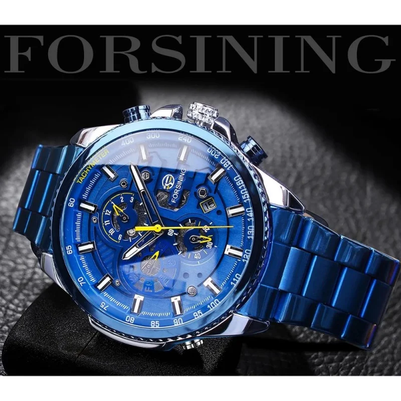 Official brand of free shippingSix-Pin Men's Automatic Mechanical Watch Luminous Pointer Wrist Strap Calendar