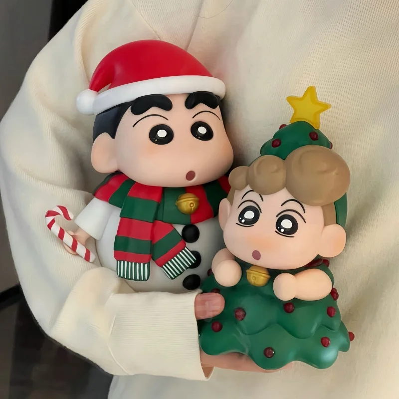 Christmas Kawaii Snowman Crayon Shin-chan Anime Figure Christmas Tree Himawari Cute Doll Desktop Decoration Kids Birthday Gift