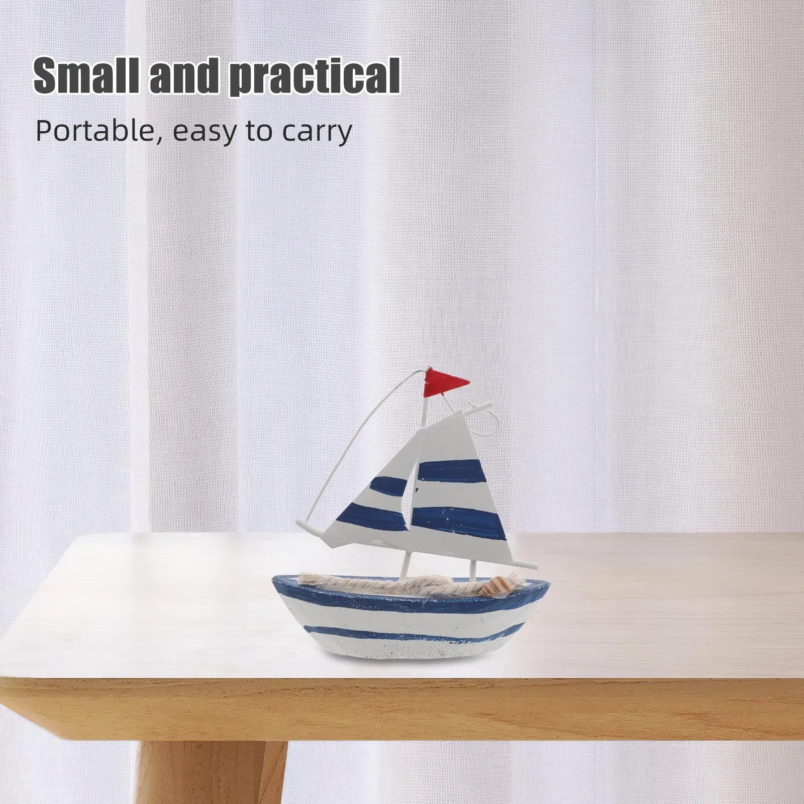 

Mini Wooden Sailboat Ornament Mediterranean Nautical Decor Seaside Home Beach House Table Centerpiece Desktop Shelf Graduation