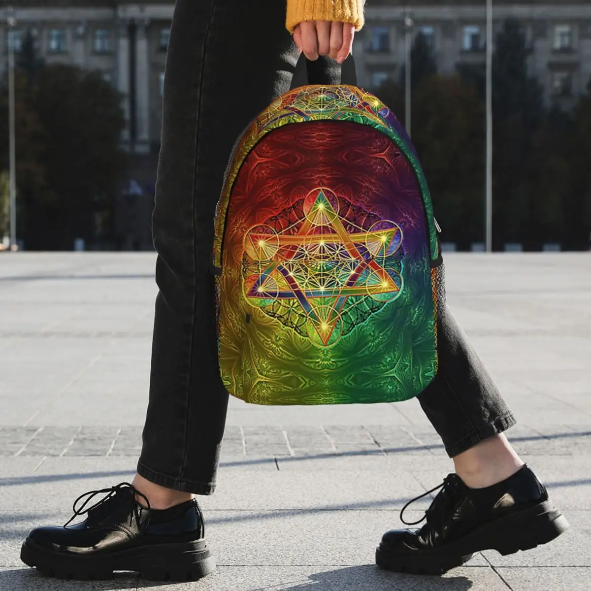 Metatron's Cube With Merkabah And Flower Of Life Backpack Student BookBag Boys Girls School Bag Laptop Shoulder Bags