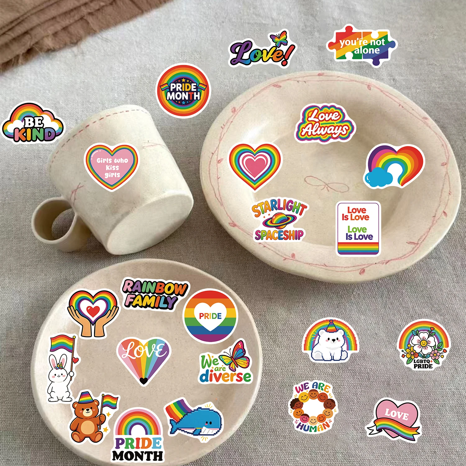 50PCS Sticker Pride Month Print Notebook Scapbooking Streetwear Bicycle Laptop Luggage Decorative Living Room Waterproof Sticker