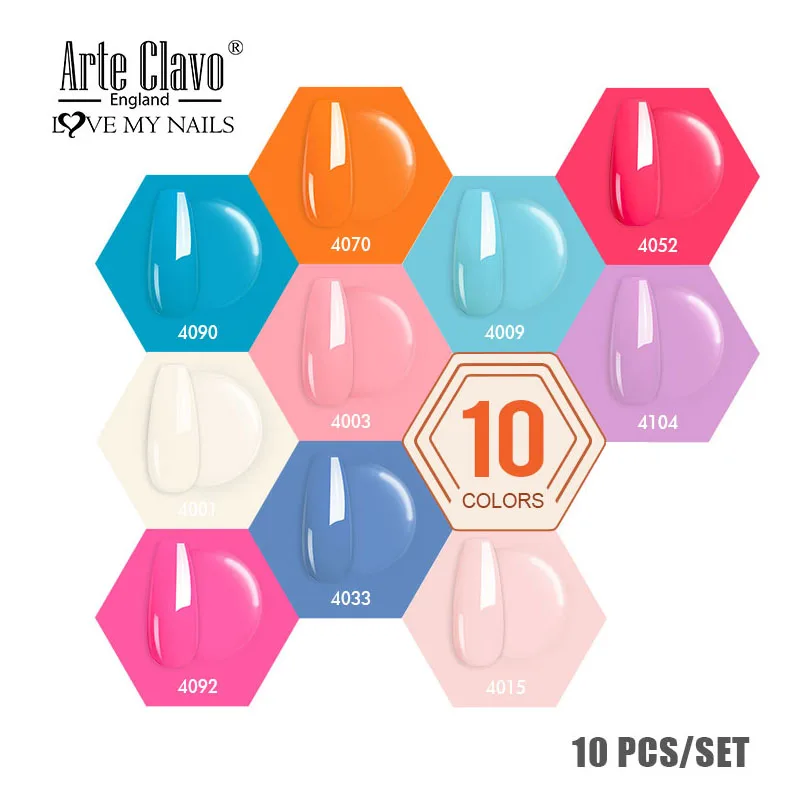 Arte Clavo Nail Gel Polish Set 10pcs/Kit 8ml Gels Lacquer Set For Manicure Semi Permanent Soak Off UV LED Nails Varnish Matt Top