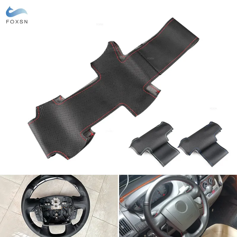 For Peugeot Boxer Citroen Jumper Fiat Ducato 2006-2019 Ram ProMaster 2017-2020 Perforated Leather Car Steering Wheel Cover Trim