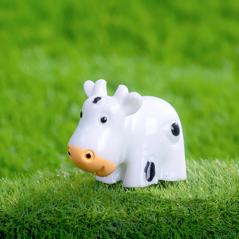 

10 шт. красочные маленькие украшения в виде коровы, миниатюрный садовый декор из смолы, лужайка, настольная крошечная смоляная корова, поделки, декор для рабочего стола