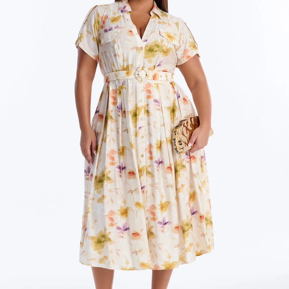 XL-5XL Plus Size Clothes Dresses Women Robes Summer Short Sleeve Street Style Casual 3XL 4XL Big Size Midi Dress Oversized