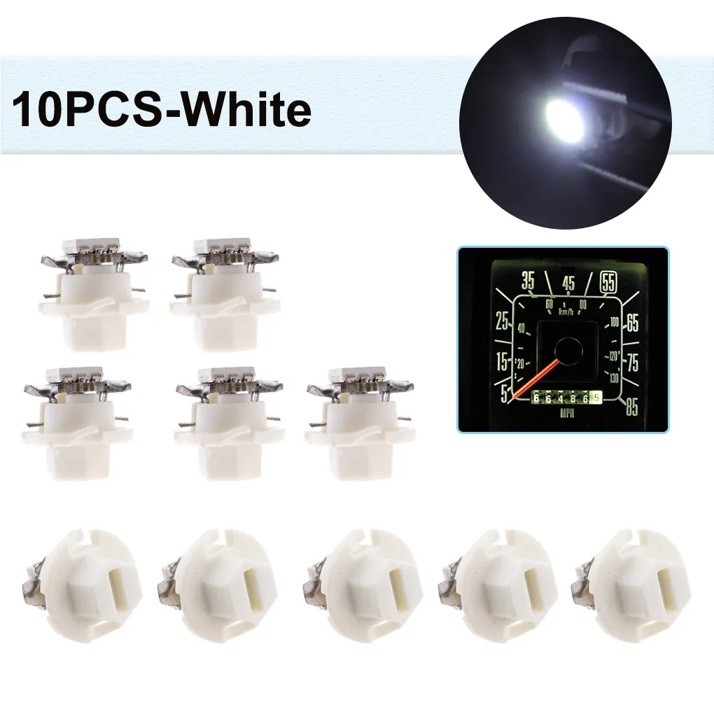 10Pcs T5 B8.4D 5050 1SMD Car LED Dashboard Dash Gauge Instrument Light Bulb 12V