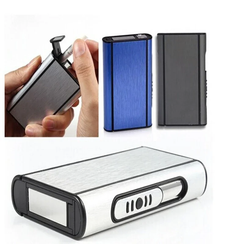 Pocket Cigarette Case Aluminum Cigar Cigarette Box Automatic Ejection Holder Smoke Tobacco Cigar Storage Case Popup Cigar Cover