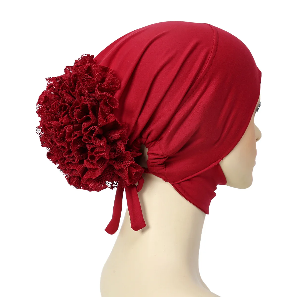 Flor Elastic Hijab Turbante Para Mulheres, Perda De Cabelo Gorros, Muçulmano Lenço, Chemo Cap, Underscarf, Bonnet, Headwear, Novo