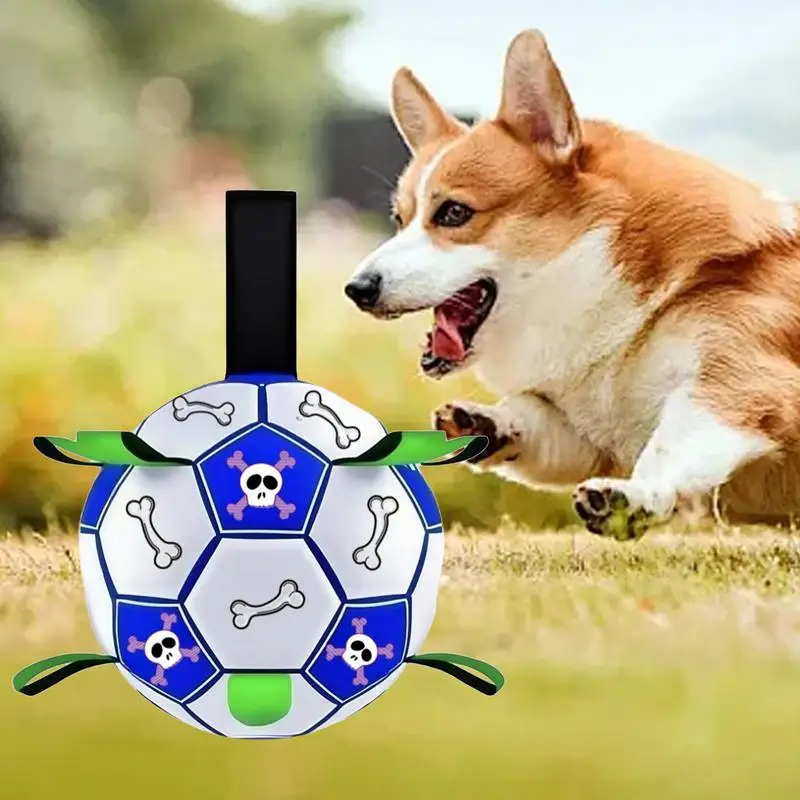 Dog Toy Ball Outdoor Dog Training Toy Soccer Ball Smallto Large Animals Tug Of War Companion For Backyard Lawn Yard Beach Garden view 4