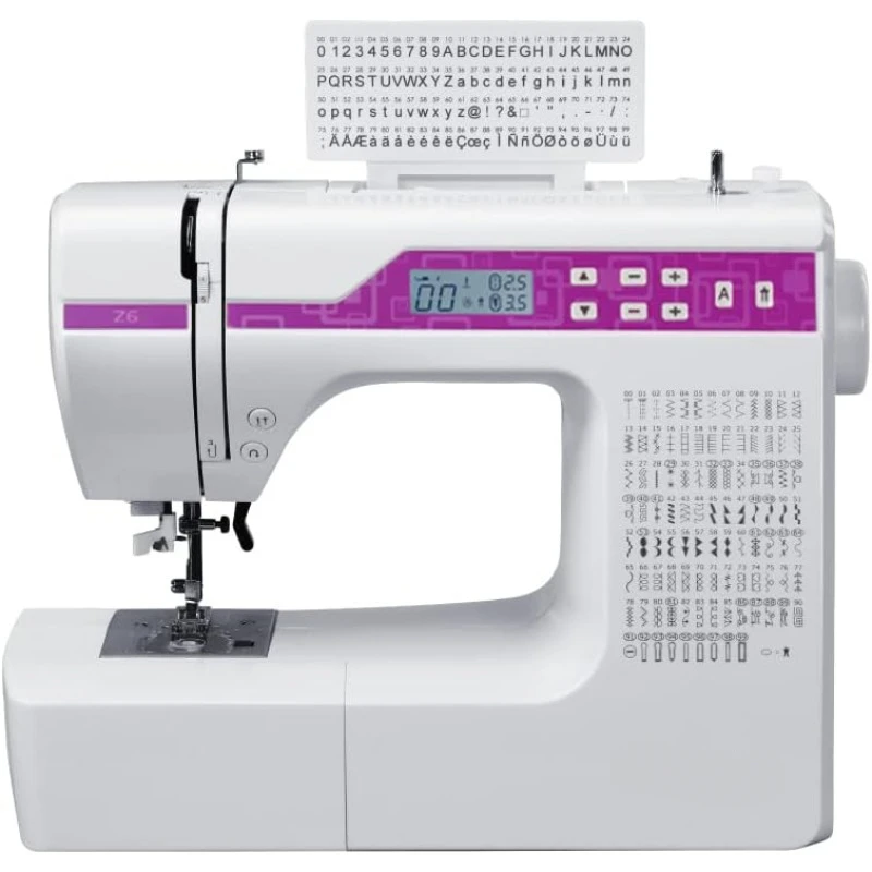 Sewing Machine Computerized and Quilting, 200 Built-in Stitches, LCD Display, Z6 Automatic Needle Threader, Twin Needle，Purple