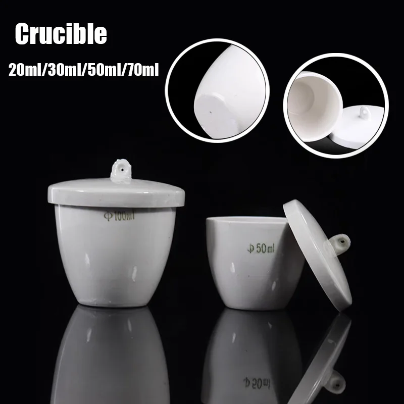 1pcs 20ml/30ml/50ml/70ml  All size available Porcelain crucible lab ceramic Alumina Crucible for Thermal Analysis of Experiment