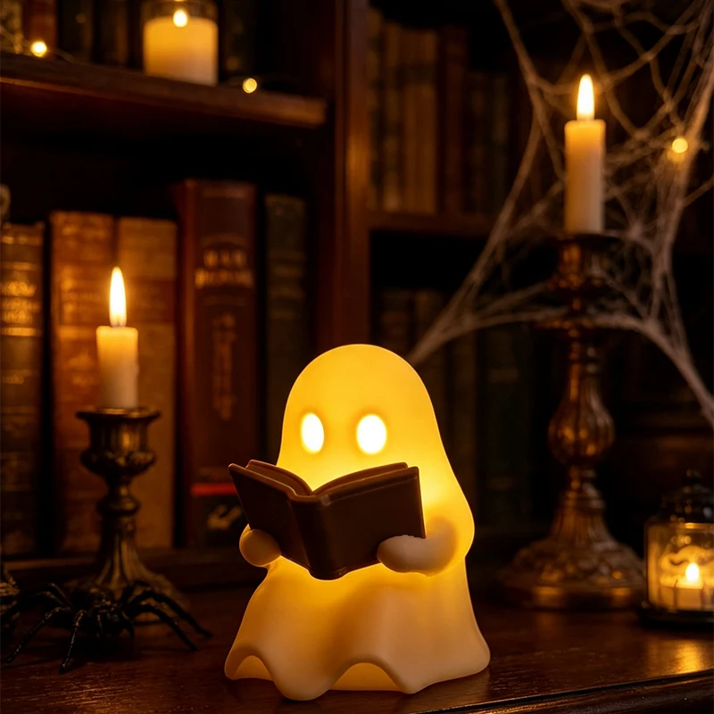 Halloween Ghost Night Light Cute Creative Bookshelf Lamp Halloween Atmosphere Desk Decor Ornament Christmas Gifts