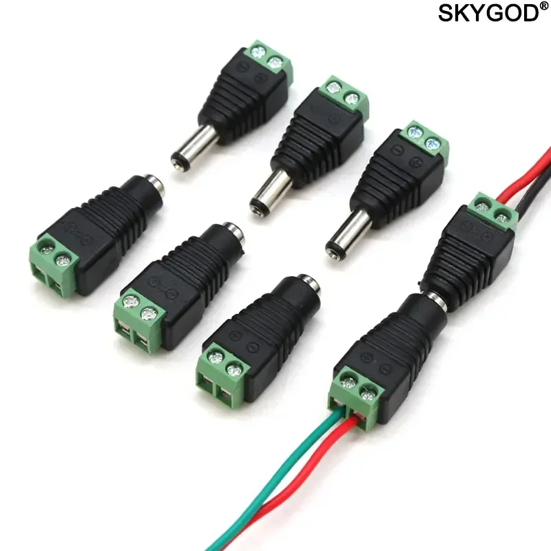 

2.1x5.5MM DC Connector Power Jack Plug Adapter 12V 5A Male+Female Power Connector for CCTV Camera Led Strip