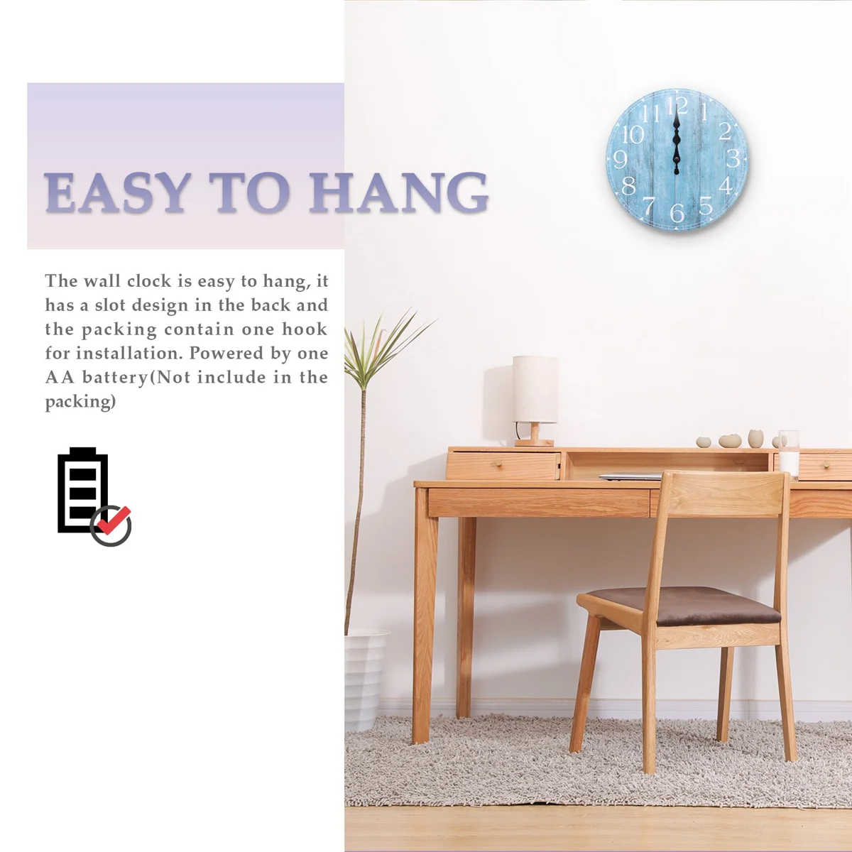 

Настенные часы FZFZ, 10-дюймовые бирюзовые бесшумные нетикающие кухонные часы, декоративные настенные часы в стиле кантри в стиле ретро