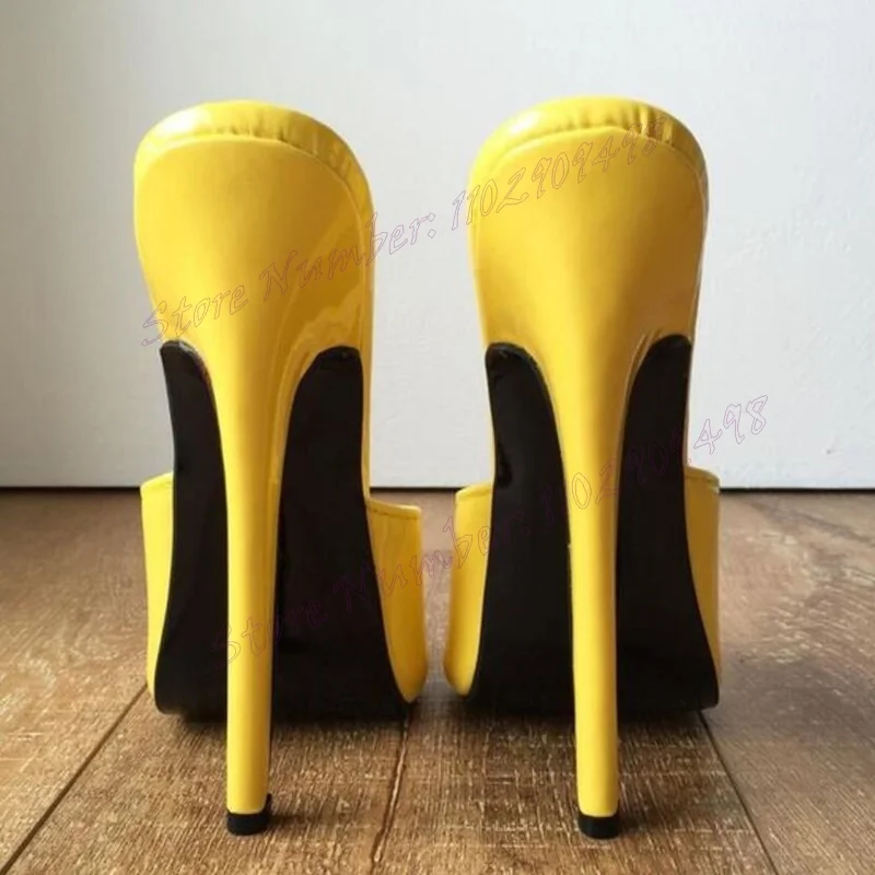 Pantoufles jaunes à talons hauts fins pour femmes, chaussures Parker ouvertes, talons coupés, chaussures de soirée sexy, 2024