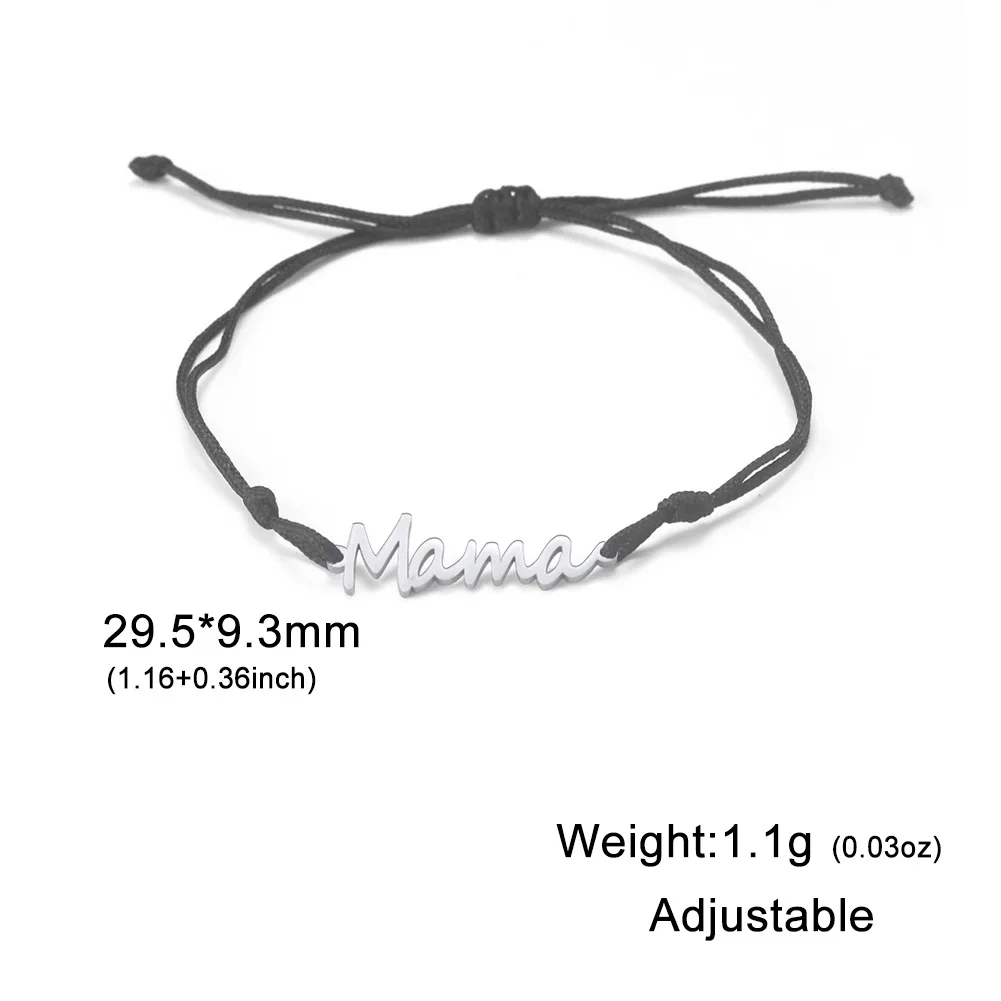 YIXIN Red Mama Letter Hand Braided Rope Bracelet for Women Fashion Stainless Steel Bracelets Mother's Day Gift Jewelry image 6