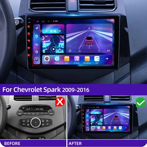 Imagen 2 del producto Reproductor de vídeo Multimedia de Radio de coche Android 14 2Din 4G para Chevrolet Spark Beat Matiz Creative 2010-2014 navegación Carplay