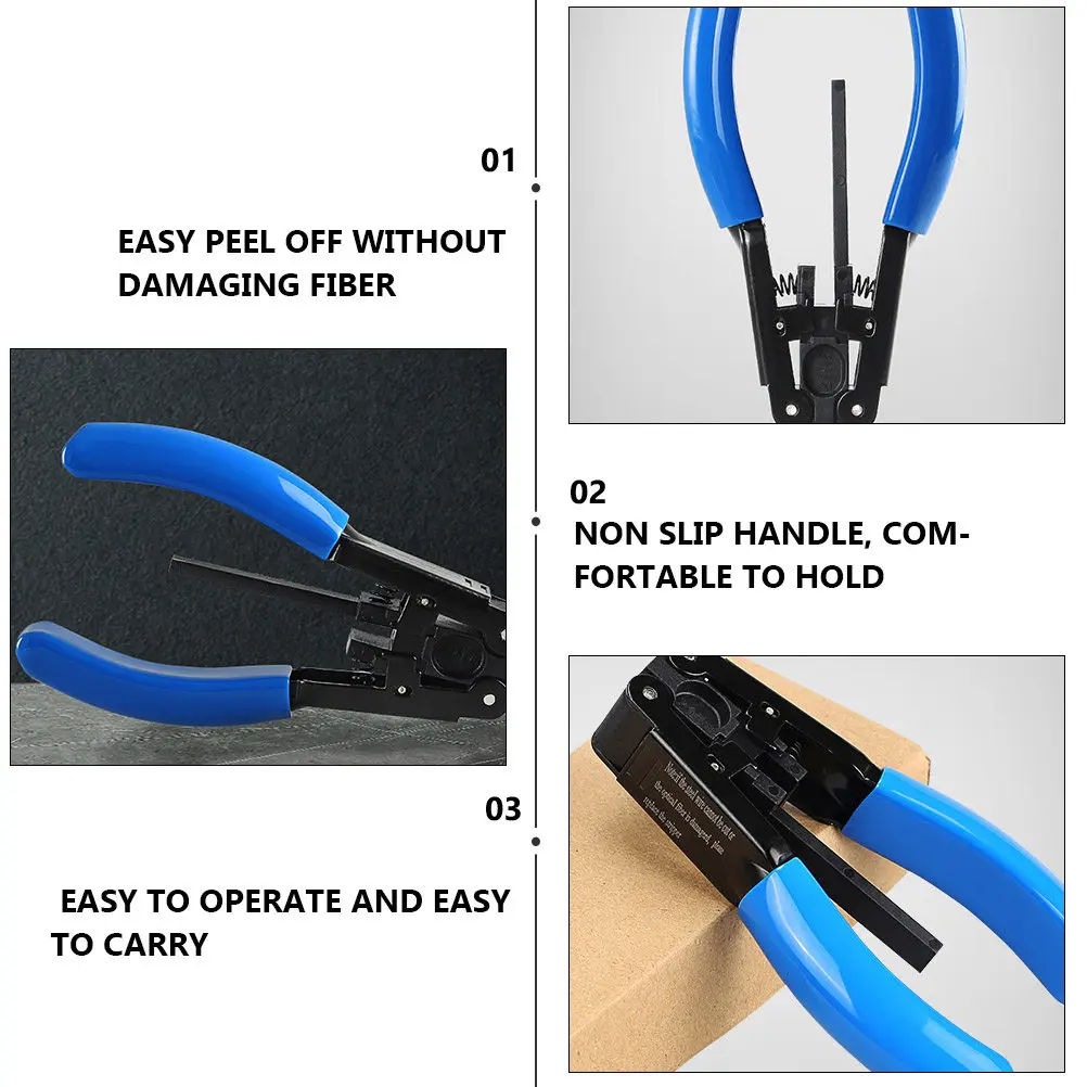 1Pcs Ergonomic Fiber Optic Crimping Plier Accurate Wire Stripping Tool with Adjustable Wrench 2.1mmx1.6mm Long Life Cable