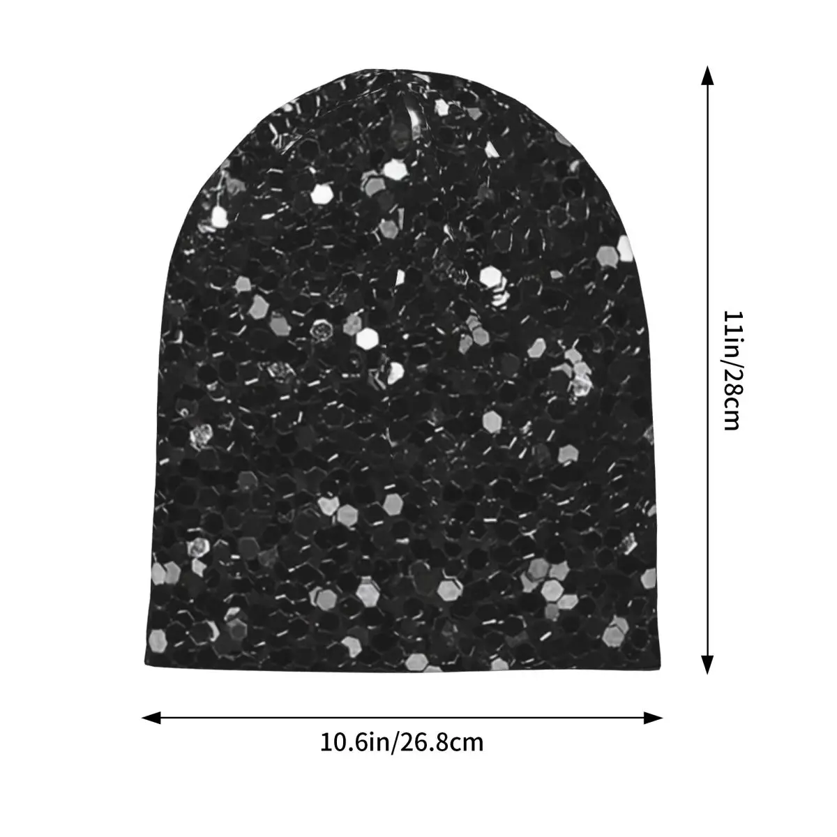 Black Glitter Look Chunky Sequin Warm Knitted Cap Hip Hop Bonnet Hat Autumn Winter Outdoor Beanies Hats for Men Women Adult