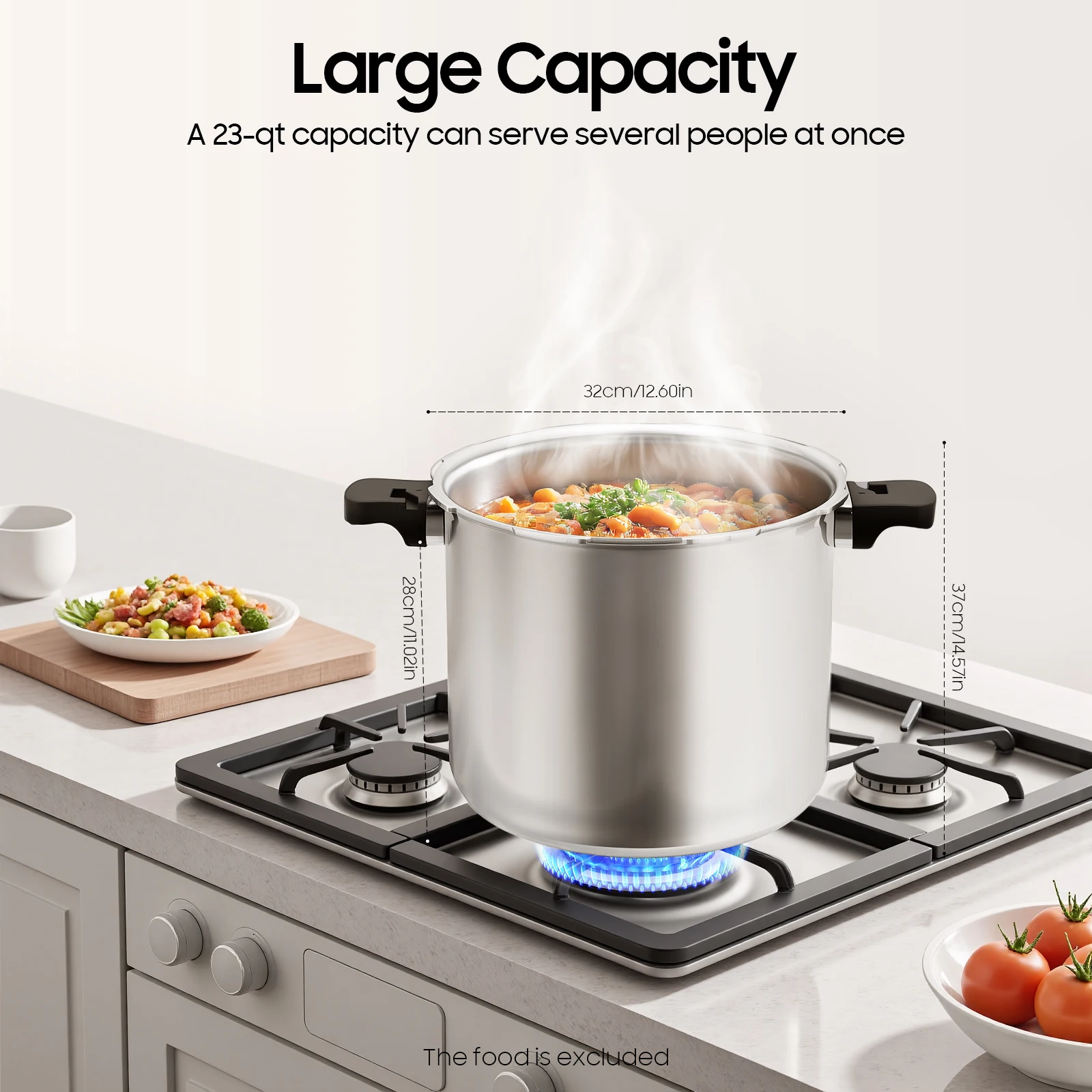 

22L Thickened Explosion-proof Pressure Cooker 90Kpa Universal Household Pressure Cooker Fast Cooking Gas Stoves Electric Furnace