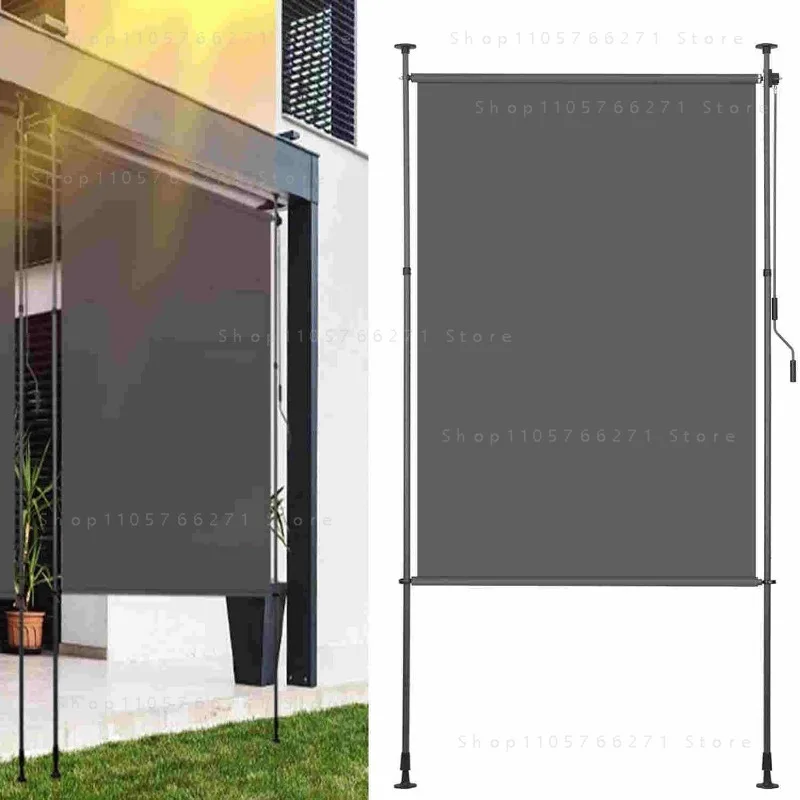 Outdoor Vertical Rolling Patio Sun Shade Exterior Window Sun Screen Manual Retractable Clamp-On Balcony Awning