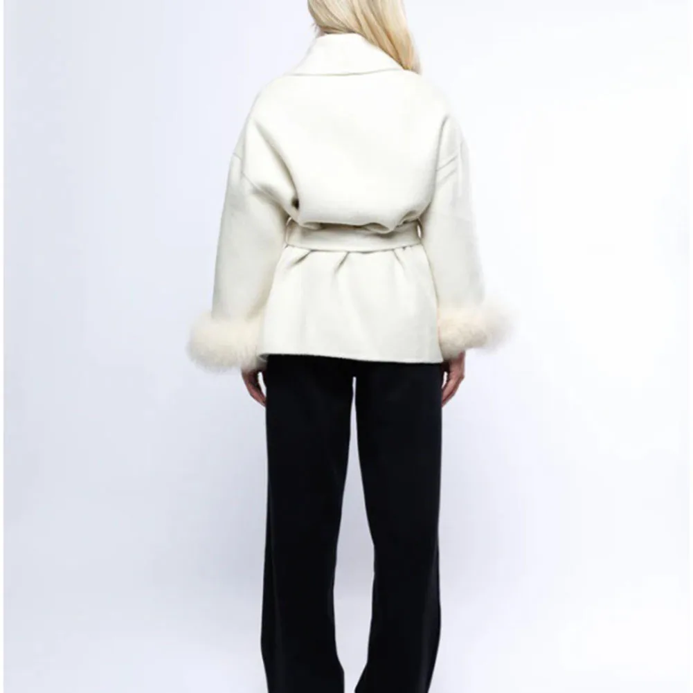 เสื้อคลุมผู้หญิงแบบสองด้าน ความยาวปานกลาง รุ่นโค้ท พร้อมเชือกผูก ปิดด้วยเชือกผูก เสื้อคลุมกันหนาวสำหรับฤดูใบไม้ร่วงและฤดูหนาว