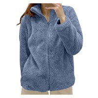 Warm Polar Fleece Women Zipper Jackets Solid Color Long Sleeve Stand Collar Double-Sided Plush Outwears Autumn Plus Size Clothes