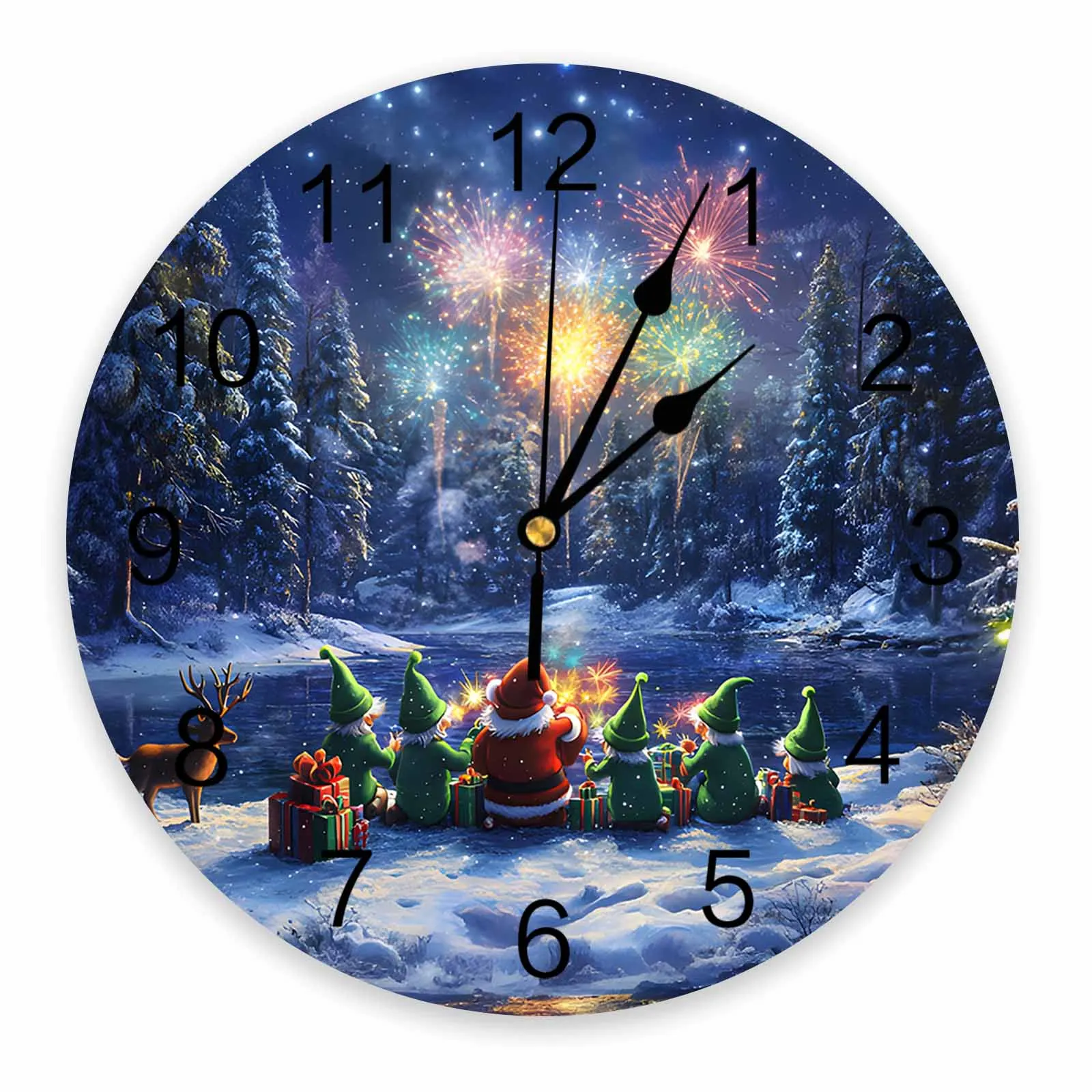 Christmas And Winter Elderly Wall Clock Large Modern Kitchen Dinning Round Wall Clocks Watches Living Room