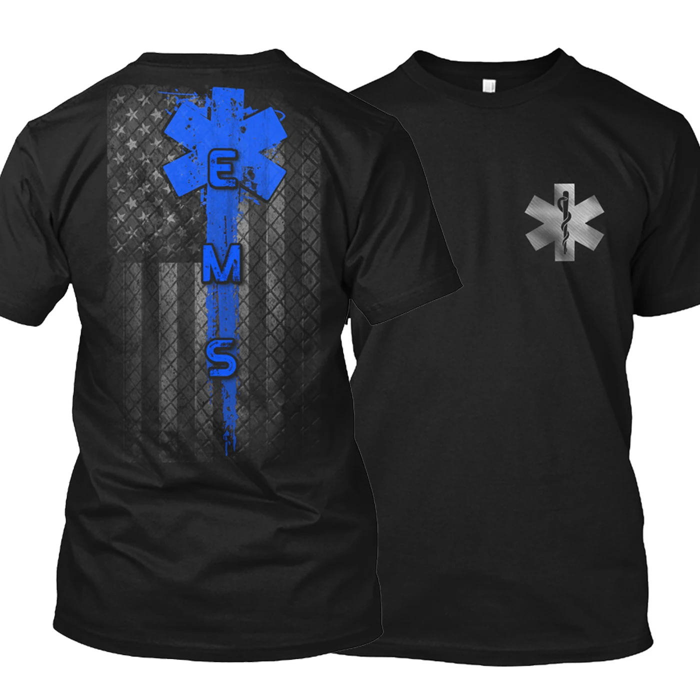 Stars and Stripes Star of Life Medical Flag Paramedic T-Shirt 100% Cotton O-Neck Short Sleeve Casual Mens T-shirt Size S-3XL