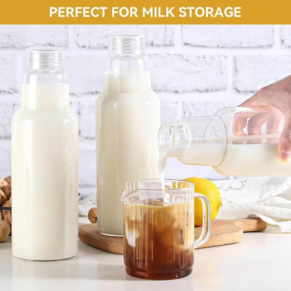 34oz Glass Bottles with Lids for Juice, Smoothies,Water,Milks,Beverage Storage,Clear Mason Jars for Pickles,Jams,Food Storage