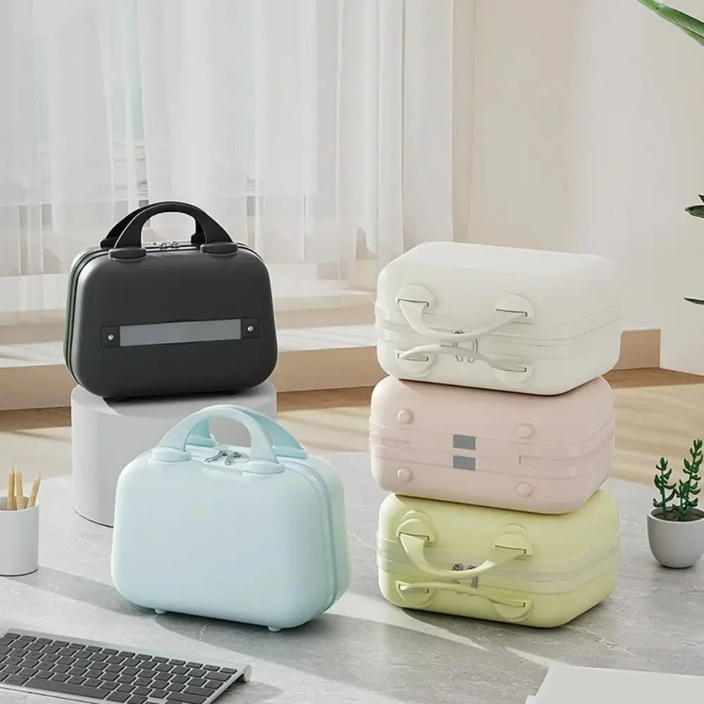 

Коробка для туалетных принадлежностей, однотонный чемодан, квадратная коробка на молнии, 14 дюймов, косметичка большой емкости, портативный косметичка для женщин